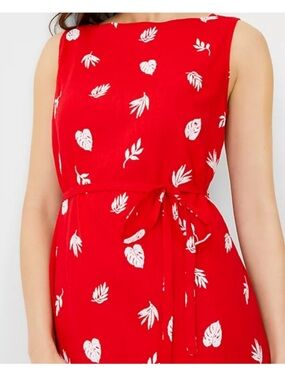 Ann Taylor Tropical Leaf Belted Shift Dress.